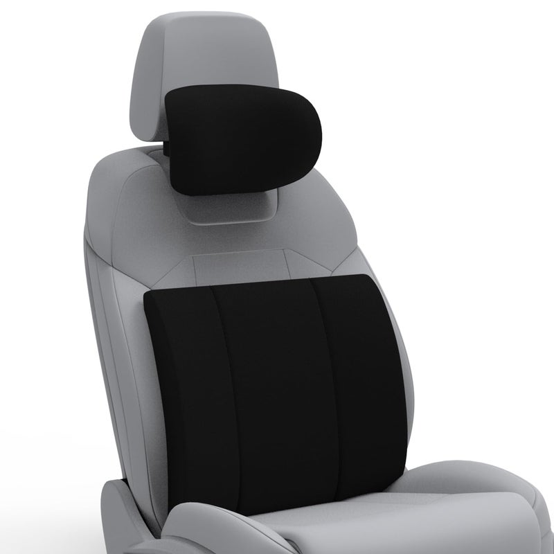 RIPOSEV Curvv Lumber Orthopedic Full Lumbar Support for Chair & Car Seat Backrest Cushion for Back Pain Relief - Back Rest Support Back Support Pillow Memory Foam Cushion, (Black) - Image 1