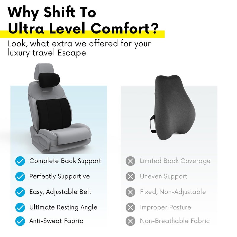 RIPOSEV Curvv Lumber Orthopedic Full Lumbar Support for Chair & Car Seat Backrest Cushion for Back Pain Relief - Back Rest Support Back Support Pillow Memory Foam Cushion, (Black) - Image 2