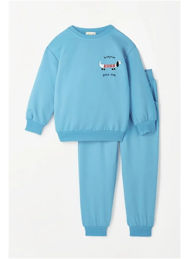 جون June Boy Printed Tracksuit Set Light Blue