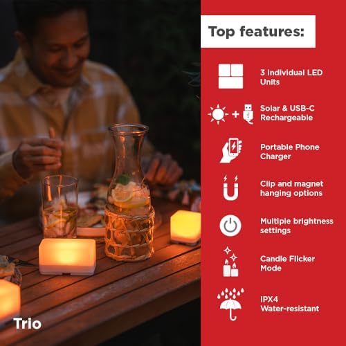 LuminAID Trio Solar Cube Lanterns with Phone Charger LED Lamp for Camping Hiking and Travel Emergency Light for Power Outages Hurricane Survival Kits - Image 3