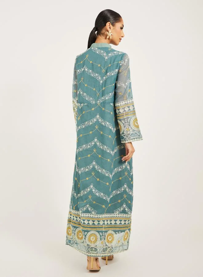 Styli Embroidered Collared Jalabiya