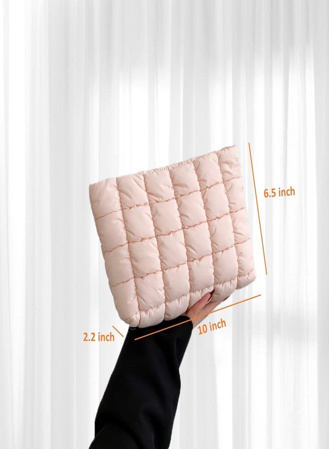 HFLZBRO Puffy Quilted Makeup Bag, Cosmetic Bag, Travel Toiletry Organizer Pouch, Clutch for Women, pink, Puffy Quilted Makeup Bag - Image 5
