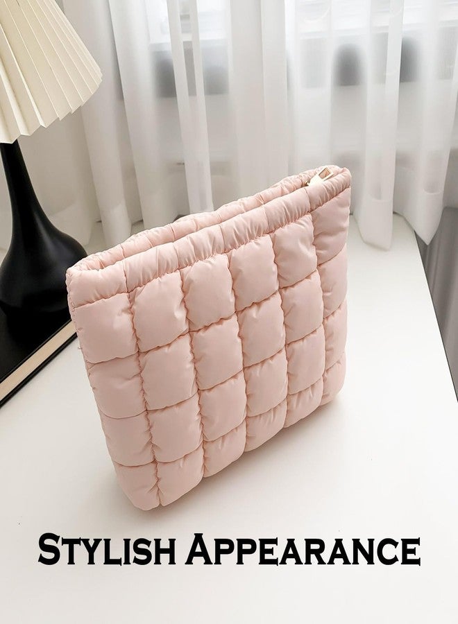 HFLZBRO Puffy Quilted Makeup Bag, Cosmetic Bag, Travel Toiletry Organizer Pouch, Clutch for Women, pink, Puffy Quilted Makeup Bag - Image 2