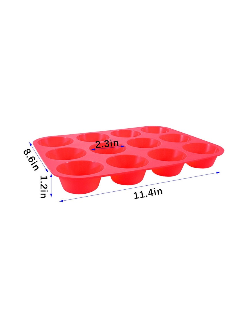 ACYYH Muffin Tray Silicone,12 Cup Non Stick Cupcake Mold for Baking , Freezing - Image 2