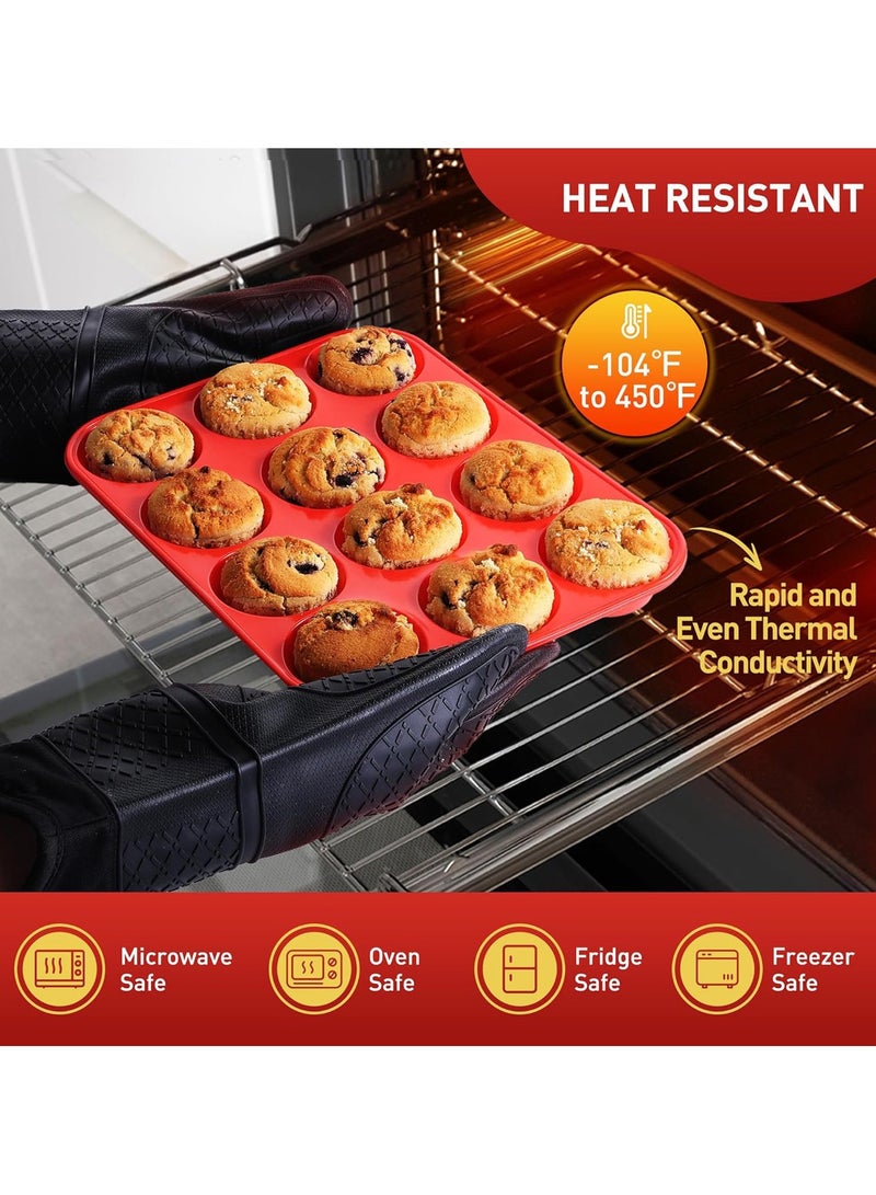 ACYYH Muffin Tray Silicone,12 Cup Non Stick Cupcake Mold for Baking , Freezing - Image 3