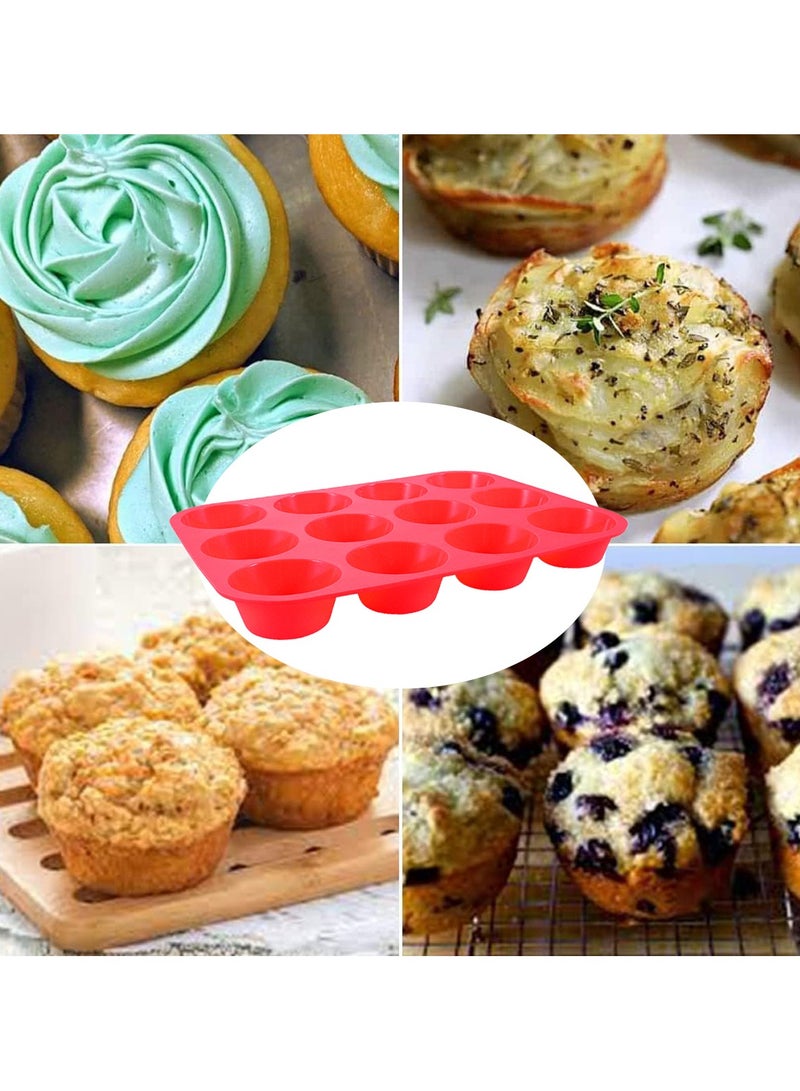 ACYYH Muffin Tray Silicone,12 Cup Non Stick Cupcake Mold for Baking , Freezing - Image 5