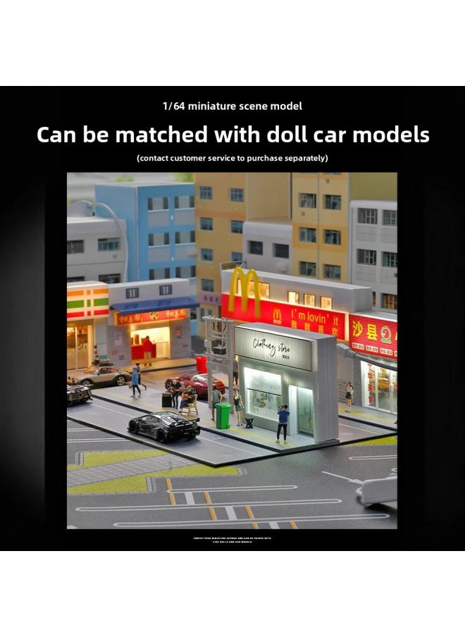 1:64 Miniature Scene Model Simulation 711 Convenience Store Supermarket Photography Props Decoration Three-dimensional Assembly DIY-Color:1/64 Hong Kong Ice Chamber-with Light