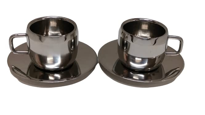 Dynore Dynore Stainless Steel 6 Pcs Saucers for Serving TeaCoffee  - Image 2