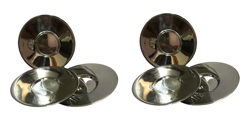 Dynore Dynore Stainless Steel 6 Pcs Saucers for Serving TeaCoffee  - Image 4