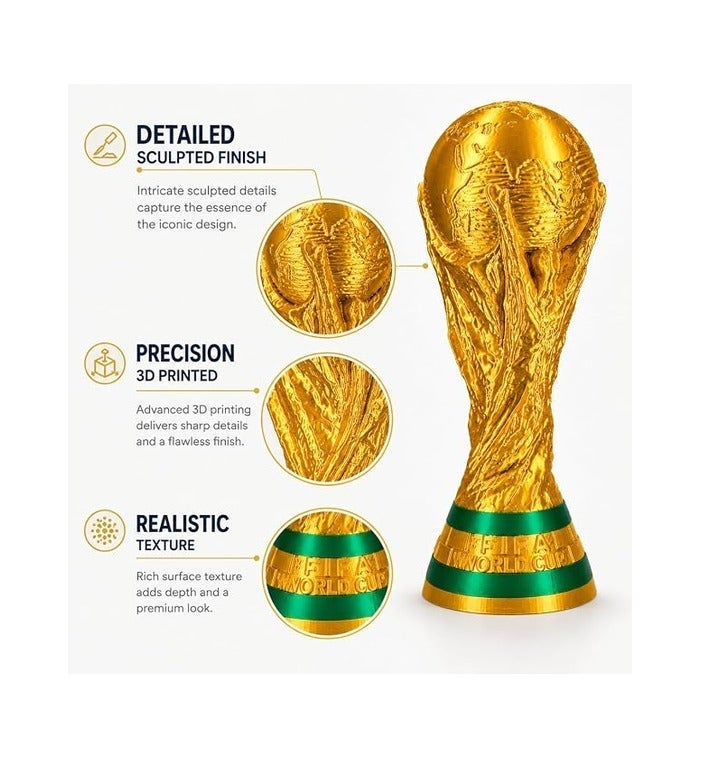 كأس العالم لكرة القدم نسخة طبق الأصل كأس ذهبي فاخر للزينة المنزلية والمكتب وغرفة الرياضة هدية مثالية لعشاق كرة القدم - Image 3
