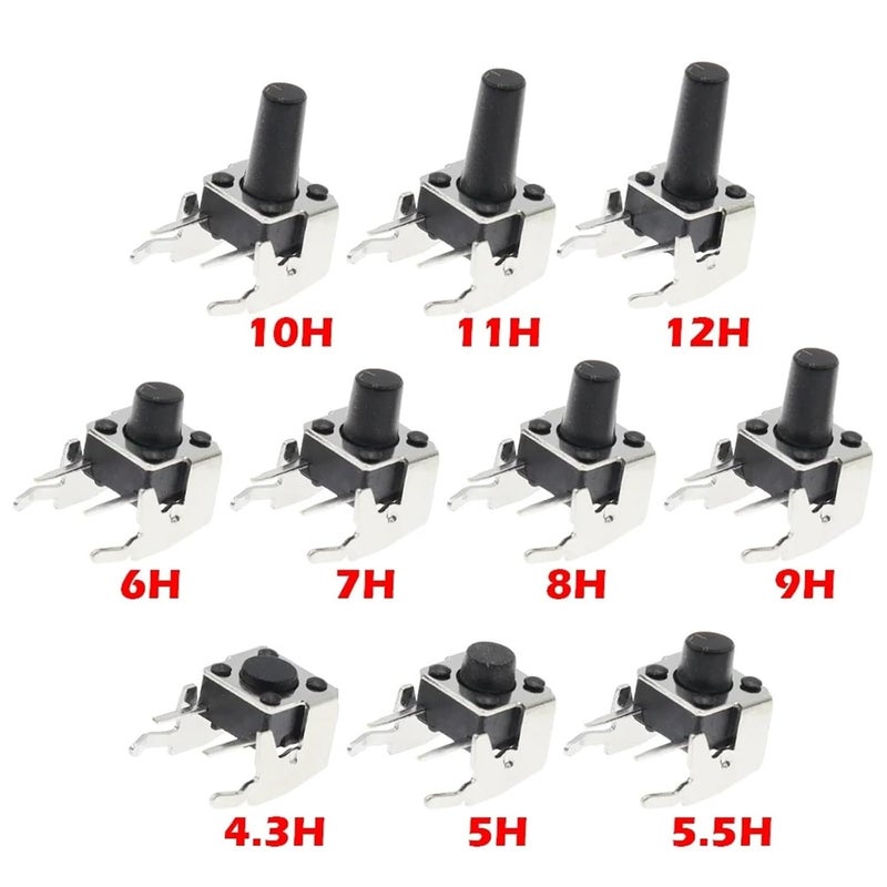 6x6x8mm Tactile Push Button Switch 20Pcs 4 Pin Self Reset Right Angle PCB Momentary Tact - Image 3