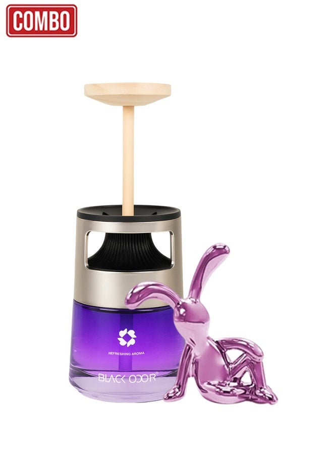 BLACK ODOR Car Perfume Diffuser 60ml with Pink Sitting Bunny Decor Combo | Long-Lasting Fresh Aroma | Essential Oil Fragrance for Car, Home & Office - Image 1