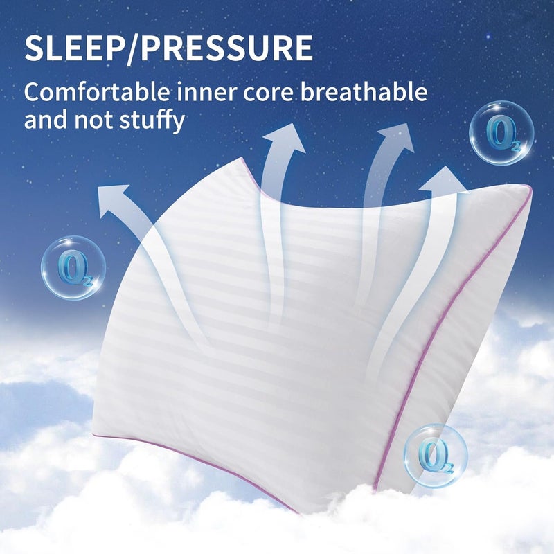 VAINOC Pillows Standard Size Set of 4,Breathable Hotel Collection Bed Pillows for Side Back Stomach Sleepers，Machine Washable Supportive Soft Down Alternative Microfiber Filled - Image 2