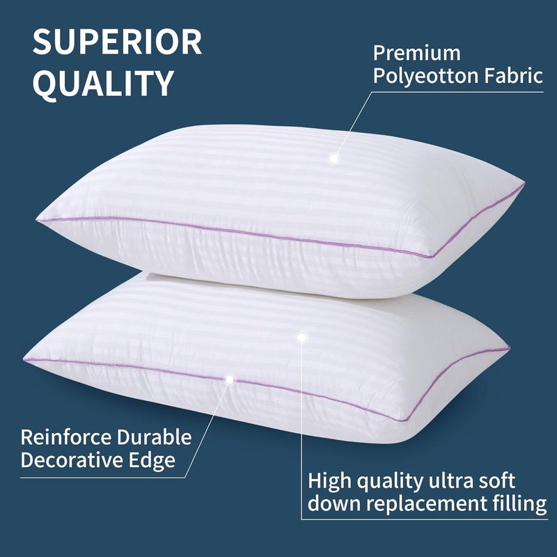 VAINOC Pillows Standard Size Set of 4,Breathable Hotel Collection Bed Pillows for Side Back Stomach Sleepers，Machine Washable Supportive Soft Down Alternative Microfiber Filled - Image 5