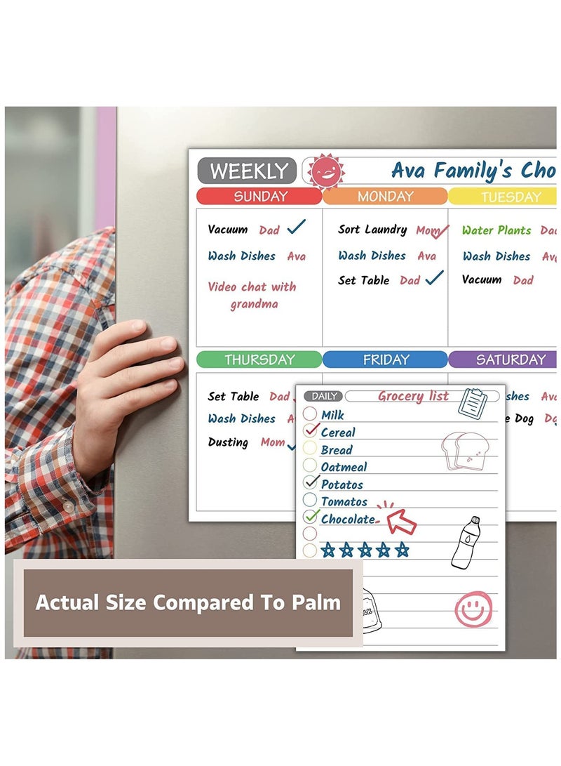 Magnetic Dry Erase Board for Monthly Weekly Daily Schedule, Family Refrigerator White Board with Markers and Eraser, 42X29.7cm - Image 3