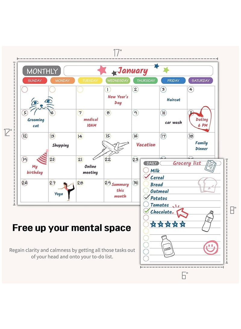 Magnetic Dry Erase Board for Monthly Weekly Daily Schedule, Family Refrigerator White Board with Markers and Eraser, 42X29.7cm - Image 4