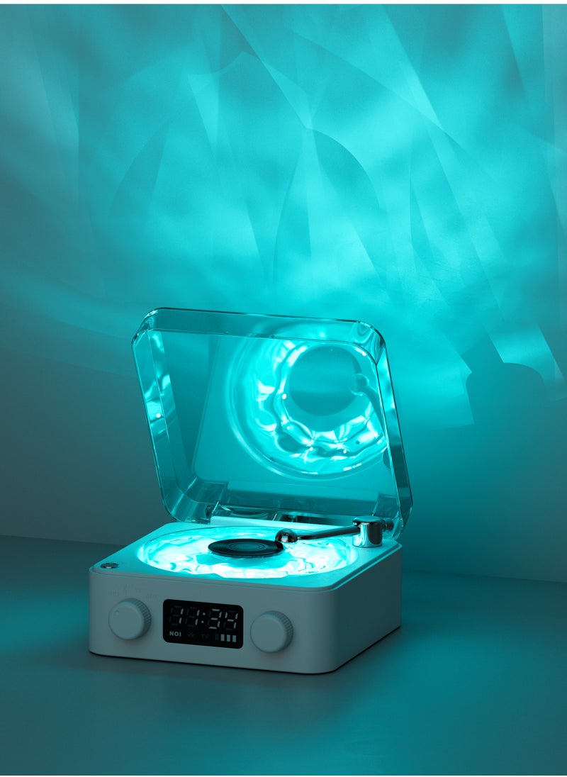 Wave Portable Speaker with White Noise and Atmospheric Lights and Clock Display / Calming Nature Sounds / Multiple Playback Options / Compact & portable / Immersive Sound Quality Speaker - White