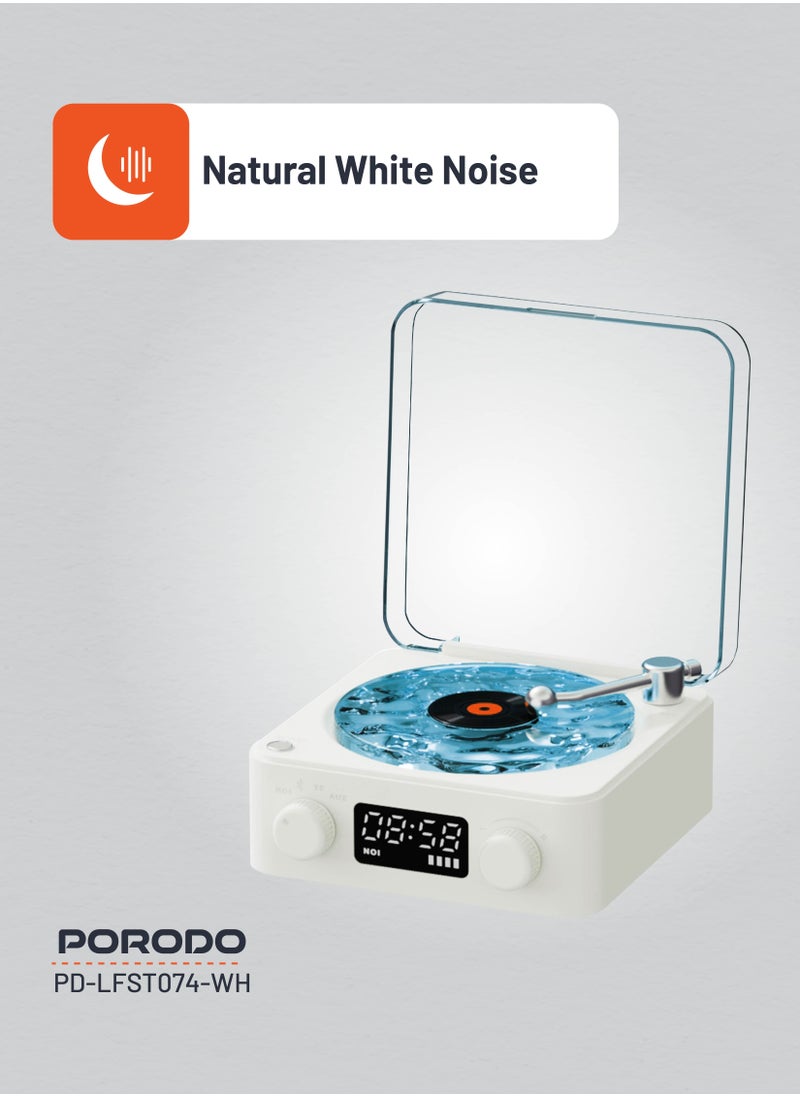 Wave Portable Speaker with White Noise and Atmospheric Lights and Clock Display / Calming Nature Sounds / Multiple Playback Options / Compact & portable / Immersive Sound Quality Speaker - White