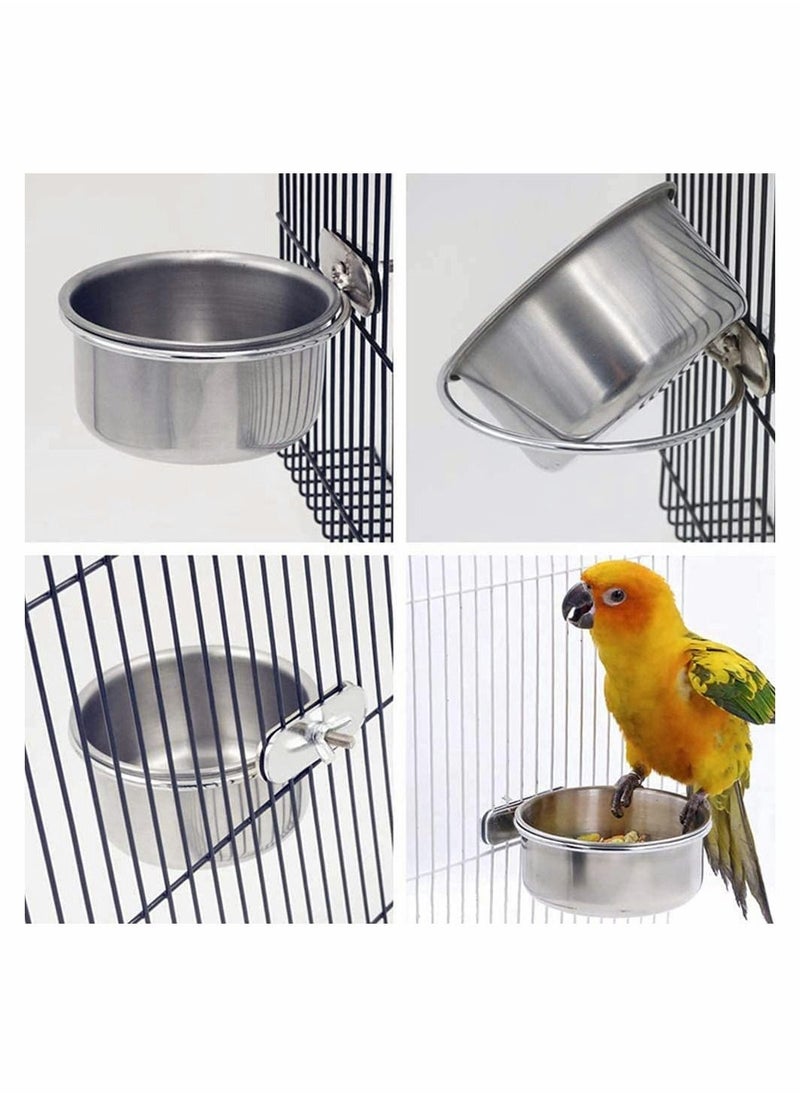 ماركة غير محددة Bird Feeding Dish Cups Stainless Steel Parrot Cups, Animal Cage Water Food Bowl Holder with Clamp for Feeder 10x4.5cm, 3 Pieces  - Image 2