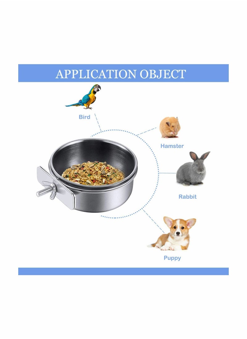 ماركة غير محددة Bird Feeding Dish Cups Stainless Steel Parrot Cups, Animal Cage Water Food Bowl Holder with Clamp for Feeder 10x4.5cm, 3 Pieces  - Image 5