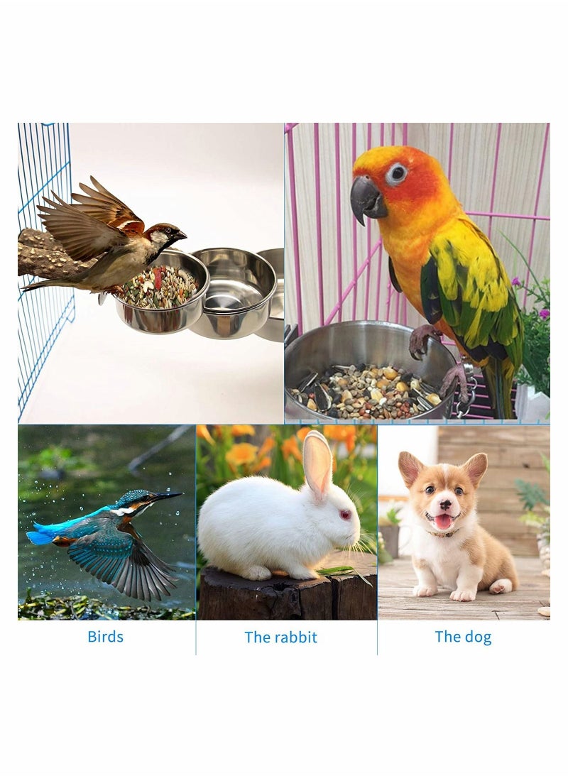 ماركة غير محددة Bird Feeding Dish Cups Stainless Steel Parrot Cups, Animal Cage Water Food Bowl Holder with Clamp for Feeder 10x4.5cm, 3 Pieces  - Image 3