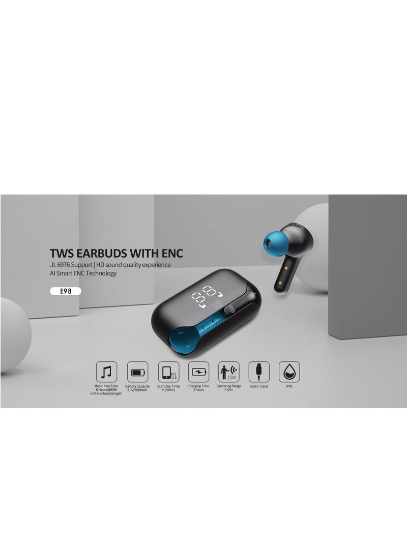 Engage - Sound your style with Engage PODS E98 Bluetooth Black Blue - Image 1