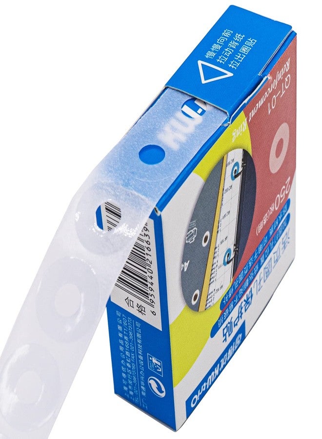 Zofly 250 Pack of 1/4 Inch Reinforcement Labels, Self-Adhesive Reinforcement Ring Labels for Repairing and Strengthening Punched Holes (Transparent) - Image 1