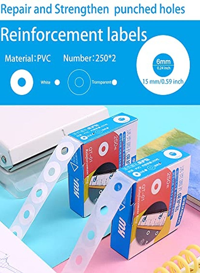 Zofly 250 Pack of 1/4 Inch Reinforcement Labels, Self-Adhesive Reinforcement Ring Labels for Repairing and Strengthening Punched Holes (Transparent) - Image 2