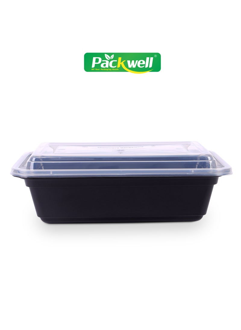 packwell Black Base Microwave Container with Clear Lid- PWRP1932 28 oz., Rectangle Shaped, Pack of 5 BPA-Free, Food grade and Hygienic Perfect for Packing, Storing  - Image 2