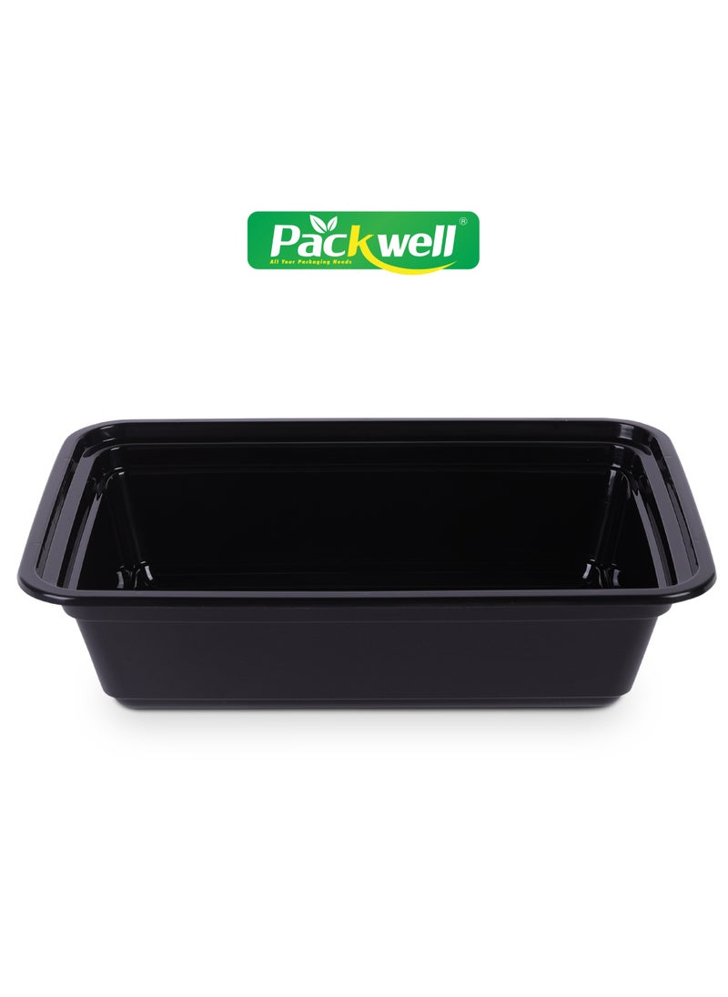 packwell Black Base Microwave Container with Clear Lid- PWRP1932 28 oz., Rectangle Shaped, Pack of 5 BPA-Free, Food grade and Hygienic Perfect for Packing, Storing  - Image 3