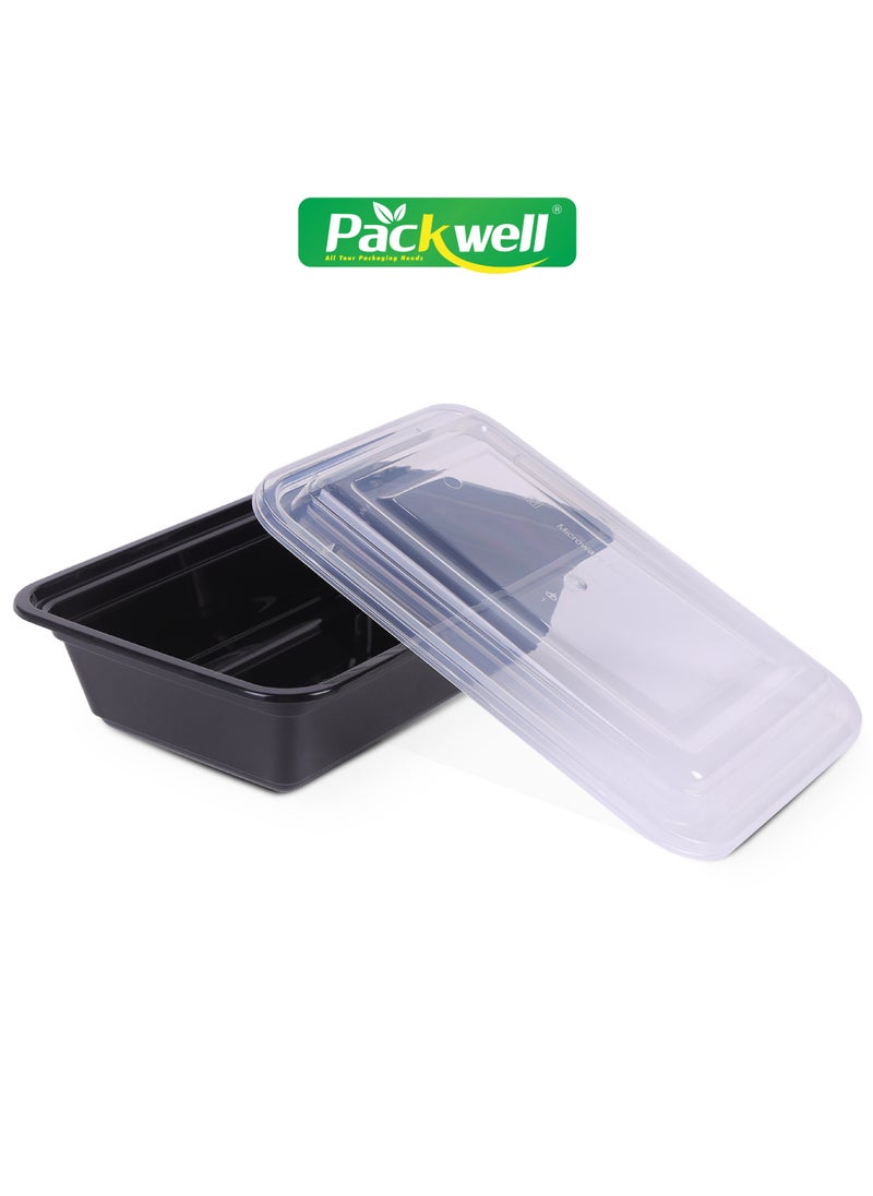 packwell Black Base Microwave Container with Clear Lid- PWRP1932 28 oz., Rectangle Shaped, Pack of 5 BPA-Free, Food grade and Hygienic Perfect for Packing, Storing  - Image 4