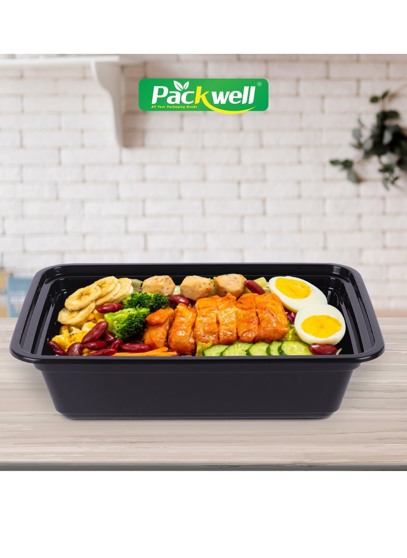 packwell Black Base Microwave Container with Clear Lid- PWRP1932 28 oz., Rectangle Shaped, Pack of 5 BPA-Free, Food grade and Hygienic Perfect for Packing, Storing  - Image 5