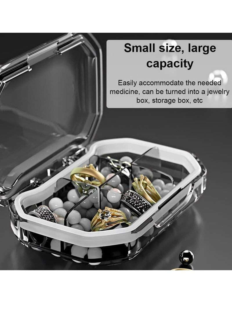 Pill Box 2 Pack Small Pill Organizer 6-Compartment+4-Compartment Medicine Box with Divided Design Waterproof and Moisture-Proof Compact and Portable Travel Pill Box Ideal for Travel Grey - Image 5