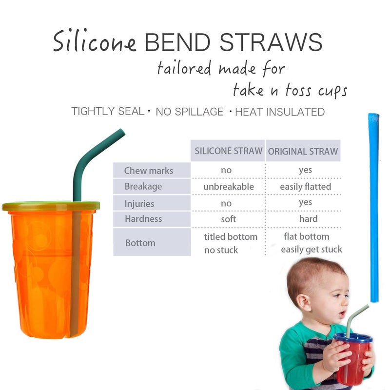Tegion Reusable Thin Short 6.7" Cute Silicone Bendy Straws for Toddlers&Kids&Baby,6 10 12 oz Wine/Yeti Tumbler, Coffee/Cocktail Mug,Soda Cans,Take n toss Cup/BPA FREE-Small Flexible with Brushes - Image 2