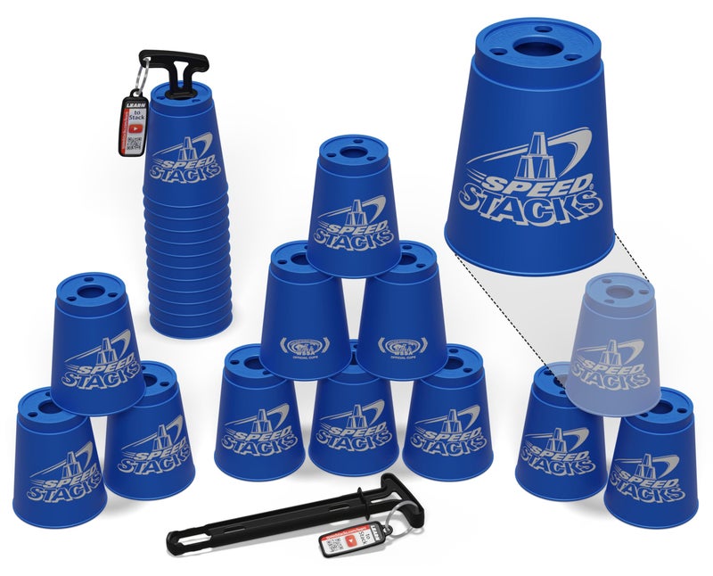 Speed Stacks | Official Sport Stacking Set, Blue - 12 Cups and Holding stem | Top Grade Materials, Low Friction | WSSA Approved - Image 1