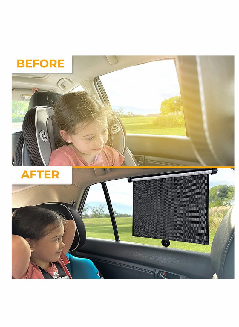 KASTWAVE Car Side Window Sun Shade (2 Pack) | Retractable Car Roller Sunshade for Kids, Pets | Baby Car Window Shades for UV and Sun Glare Protection | Car Window Blinds for Privacy Blackout 15"x17"  - Image 5