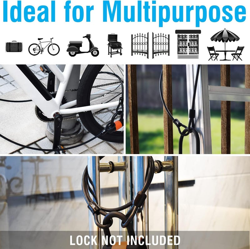 MARQUE Security Steel Cable 38 inch 10 mm Thick 4 7 15 20 or 30 Vinyl Coated Braided Steel Cable with Double Sealed Looped Ends for ULock Padlock Disc Lock 4 FT - Image 5