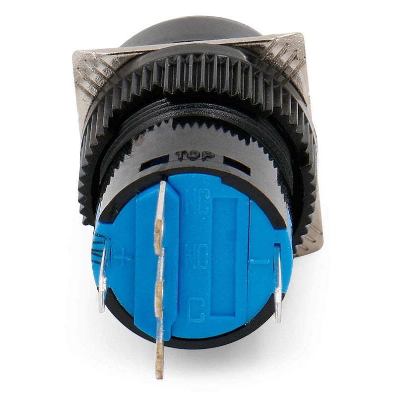 KAMCON 16mm Push Button Switch Momentary Round Cap LED Lamp Red YellowBlueGreen Light DC 24V SPDT 5 Pin 3 Nos of Blue - Image 3