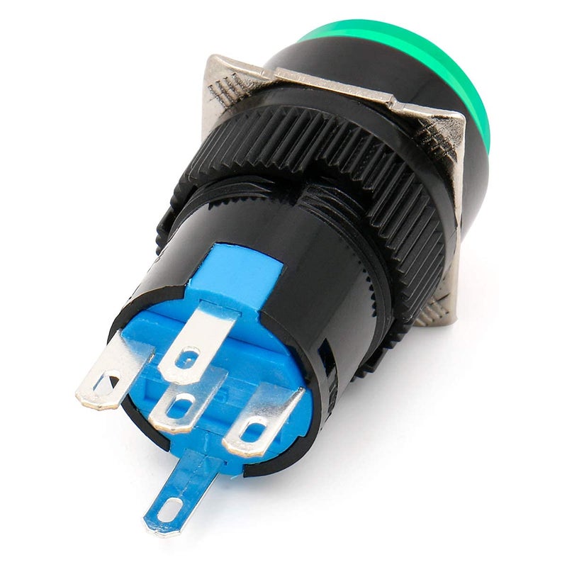 KAMCON 16mm Push Button Switch Momentary Round Cap LED Lamp Red YellowBlueGreen Light DC 24V SPDT 5 Pin 3 Nos of Blue - Image 2