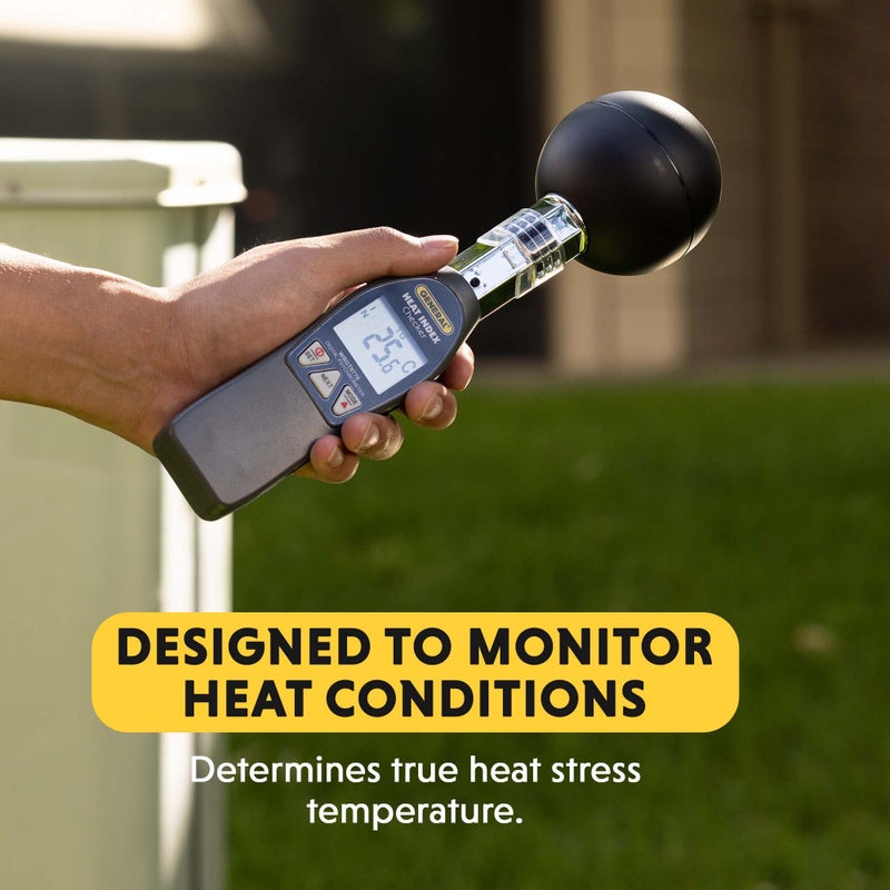 General Tools General Tools Deluxe Heat Index Monitor #WBGT8778 With 75 x 75 mm Brass Black Ball, 32° to 122° F, 0 to 100% RH  - Image 2