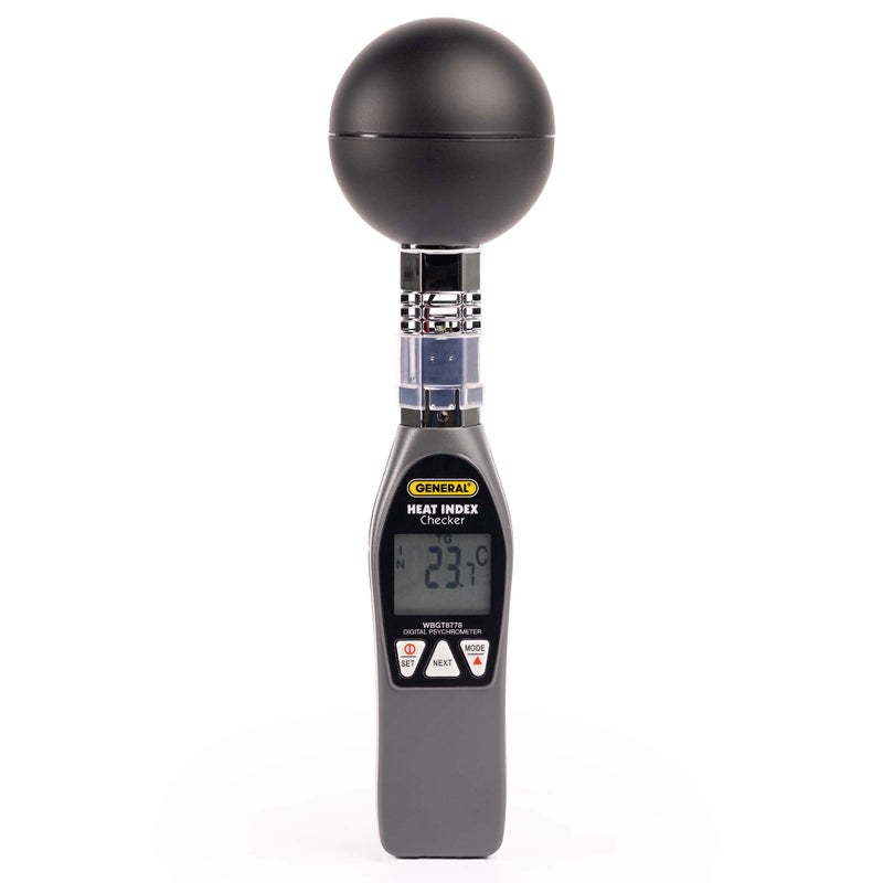 General Tools General Tools Deluxe Heat Index Monitor #WBGT8778 With 75 x 75 mm Brass Black Ball, 32° to 122° F, 0 to 100% RH  - Image 1