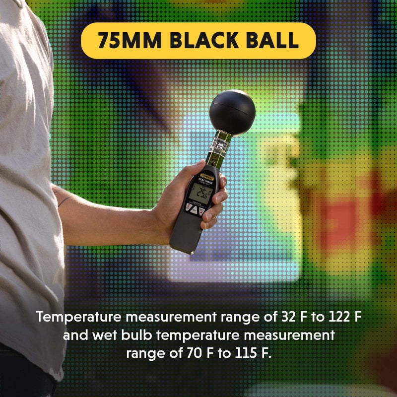 General Tools General Tools Deluxe Heat Index Monitor #WBGT8778 With 75 x 75 mm Brass Black Ball, 32° to 122° F, 0 to 100% RH  - Image 5