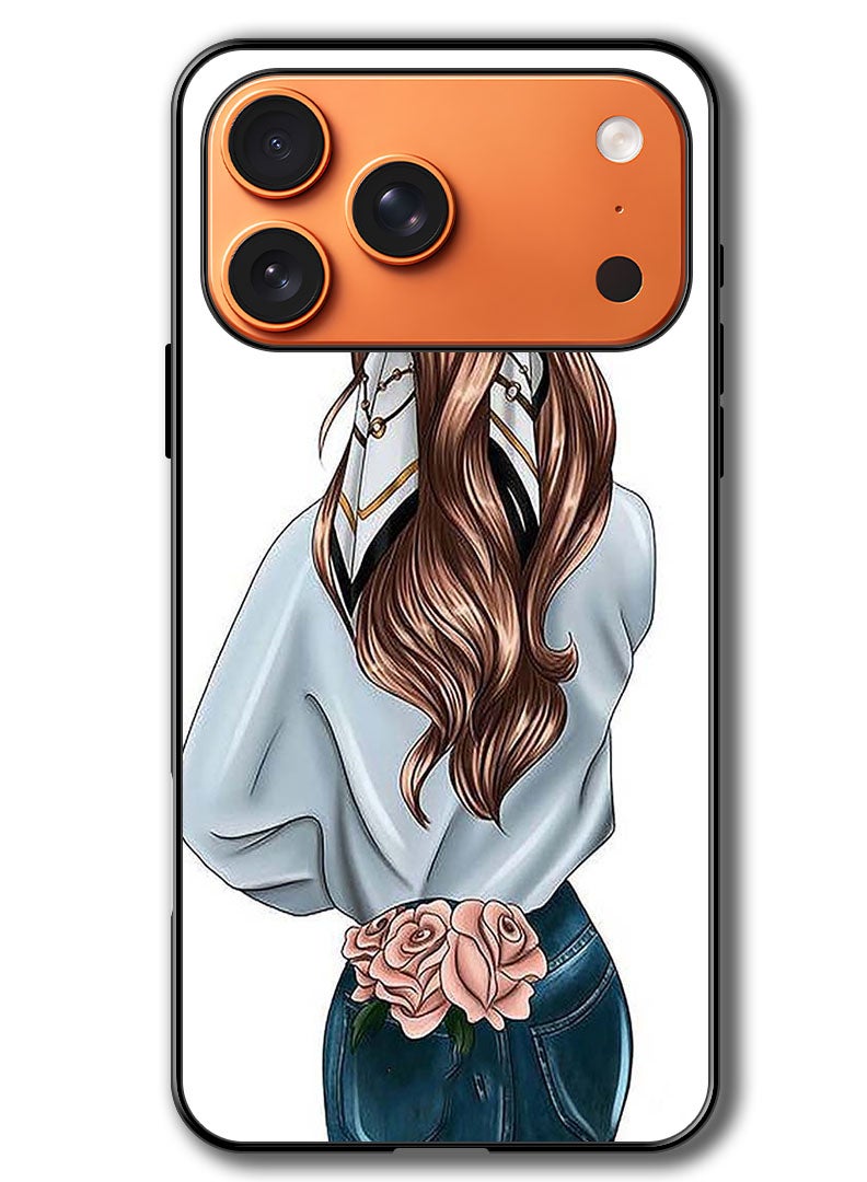 Theodor Case Compatible with Apple iPhone 17 Pro Max 6.9 Inch Protection Shockproof Bumper Cover Pink Rose Girl - Image 1