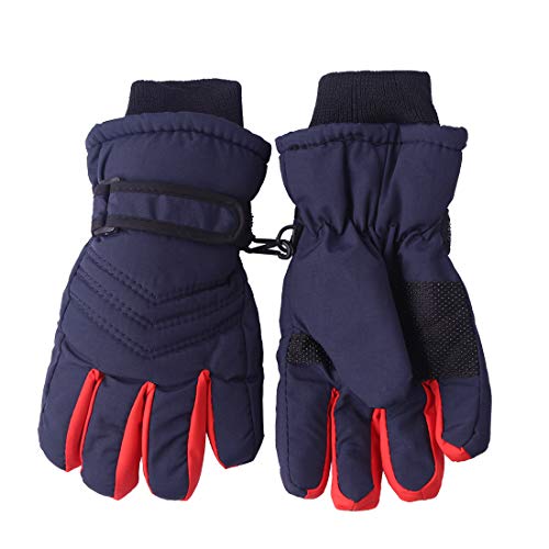 kimmyku Children Toddler Little Boys Girls Winter Ski Driving Snow Gloves Thinsulate Waterproof Navy - Image 1