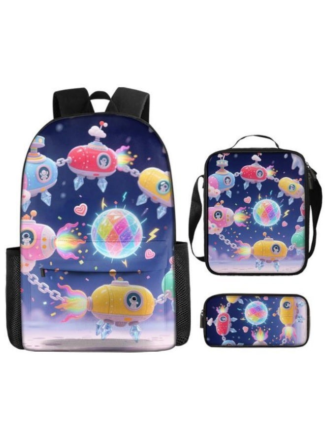 Bright Li Fire Backpacks + handbags + stationery bags | Back-to-school season/festival gifts | Cartoon bag three-piece set, easy to deal with various occasions (available for students, children, friends outings, mountain climbing, school, etc.) - 104 - Image 2