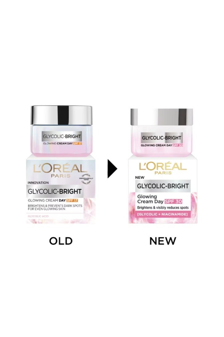 L'OREAL PARIS Glycolic Bright Glowing Day Cream with SPF30 and Glycolic Acid 50ML - Image 1