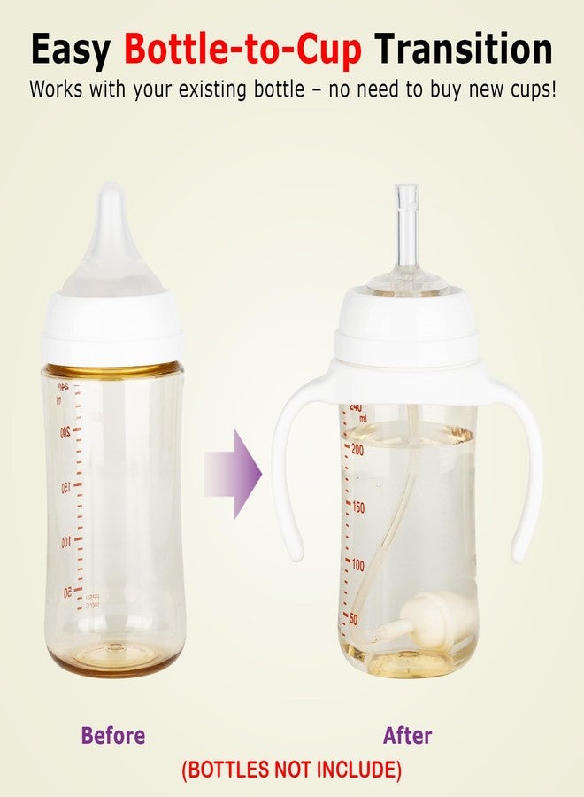 joyfeed Straw Cup Conversion Kit for Pigeon Bottles，Glass Baby Bottle Transition Kit with Weighted Straw, Soft Straw Nipples & Easy-Grip Handle, 8m+, 4-Pack - Image 2