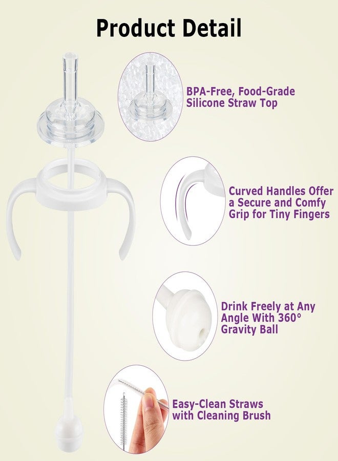 joyfeed Straw Cup Conversion Kit for Pigeon Bottles，Glass Baby Bottle Transition Kit with Weighted Straw, Soft Straw Nipples & Easy-Grip Handle, 8m+, 4-Pack - Image 3