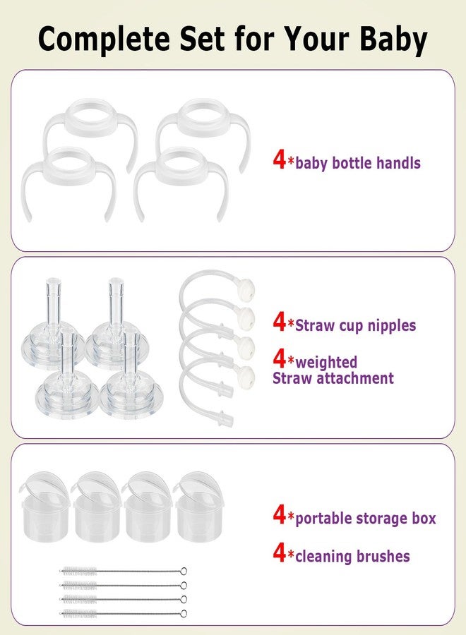 joyfeed Straw Cup Conversion Kit for Pigeon Bottles，Glass Baby Bottle Transition Kit with Weighted Straw, Soft Straw Nipples & Easy-Grip Handle, 8m+, 4-Pack - Image 5