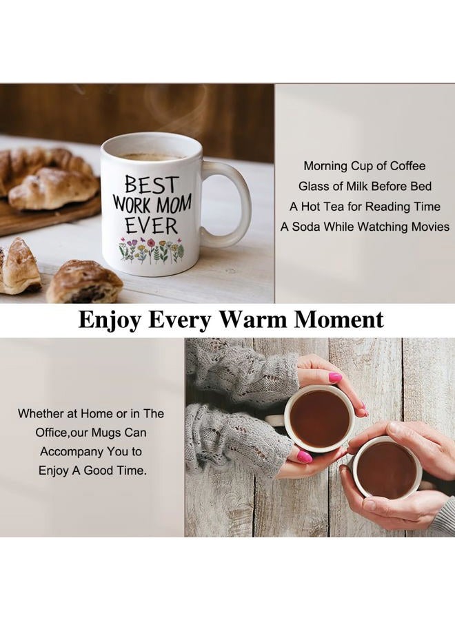 XQLZY Best Work Mom Ever Funny Coffee Mug, Retirement Appreciation Gift for Lady Boss Leader Colleague, Goodbye Gift for Work Bestie, Office Coworker Gifts for Women- 11 Ounces Ceramic Mug - Image 4